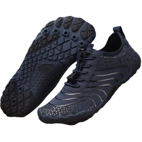 Treer Zapatos de Agua, Zapatos Deportes Acuáticos Antideslizante Barefoot Shoes Zapatillas de Minimalistas Secado Rápido Zapatillas para Exterior Interior (T12 Azul Oscuro,38)