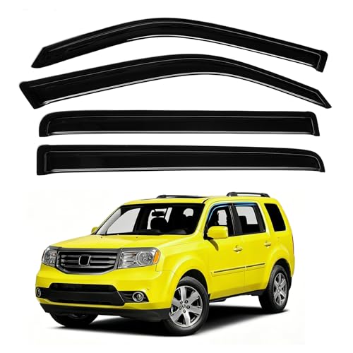 Image of Pilot Rain Guards - Window Visors for Honda Pilot 2009-2015, Out-Channel Side Window Rain Guards for Pilot Accessories, 4PCS, Black, Car Accessories