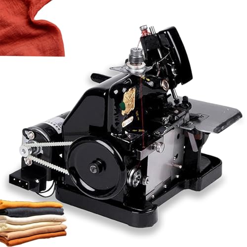 XNZJHPP Máquina de Coser Overlock de Alta Resistencia - Motor de 250W, Longitud de Puntada Ajustable, Estructura Metálica, Control de Velocidad, Ideal para Proyectos de Tela y Cuero (Negra) (Black)