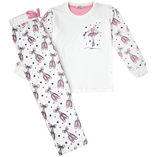 Girls Ballerina Children PJs 2 Piece Cotton Set Top Bottom Loungewear Age 2-13 Years4