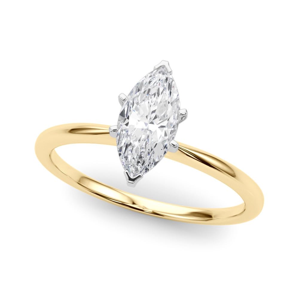 14K White and Yellow Gold Solitaire Ring