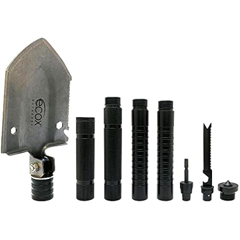 ecox Folding Shovel Survival Multitool for Camping Outdoors Shovel 4 Body Screwdriver Knife Saw Whistle Starter Can Opener Glass Shatterer All in one Tool Cover