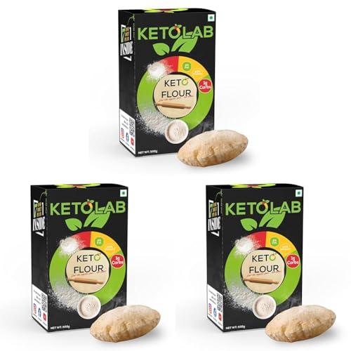 Image of Ketolab Keto Aata Flour, 200 Gms, 3 Pack, 1g Net Carb & 23% High Protein /Soft Roti, Identical to Wheat Flour, Ultra Low Carb, Pre-Biotic High Fibre, Low GI, Keto Diet, Weight Loss, Diabetic Friendly