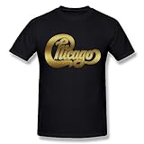 SEagleo Men's Chicago Band Golden Letter Logo T-shirts Black XXX-Large