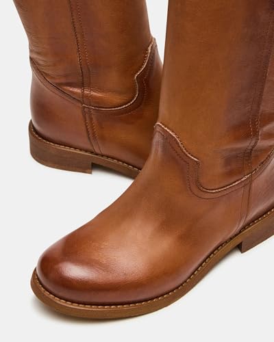 Mid Calf Boots for Women Chunky Block Heel Pull On Boots Round Toe Low Heel Trendy Stylish Riding Boots4