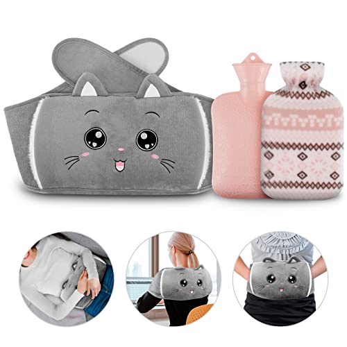 NAJILI Bouillotte, 1L Bouillotte avec Housse Peluche et Ceinture, 3 en 1 Bouillotte Eau Chaude En Caoutchouc pour Garder au Chaud et Soulager les Douleurs...