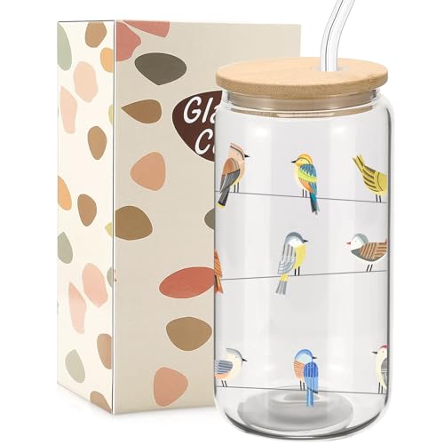 Cute Birds on a Wire Glass Cup