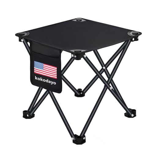 Camping Stool, 13 Inch Portable Folding Stool for Outdoor Walking Hiking Fishing 600Lbs Capacity with Carry Bag, Black