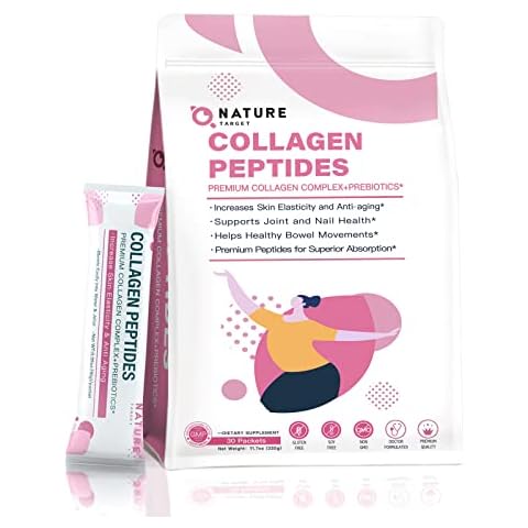 NATURE TARGET Multi Collagen Peptides Powder - Type I, II, III, V, X - Enhanced Absorption, Hydrolyzed Collagen Peptides with Prebiotics, Sugar-Free, Skin Hair Nail & Joint Support, Non-GMO Cover
