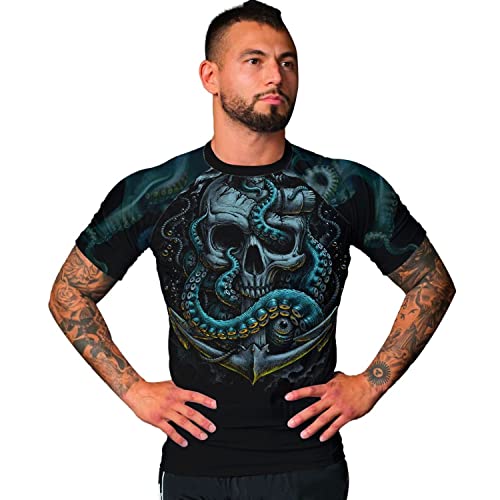 Octopus Compression Short Sleeves Baselayer Skins Performance Fit Rash Guard MMA BJJ Soft Rash Guard Workout4