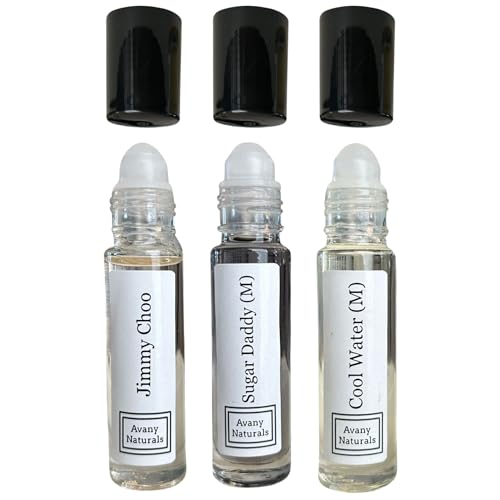 Avany Naturals Mens Fragrance Body Oil - Set of 3 Samples, Roll On Perfume Oil, Alcohol Free Fragrance, Long Lasting Scent, Travel Size, Rollerball Glass Bottle (Sexy)