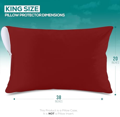 Image of Utopia Bedding Premium 100% Waterproof Pillow Protectors with Zipper King Size (Set of 2), Bed Bug and Dust Mite Proof Zippered Pillow Covers, Pillow Encasement Cases, Red