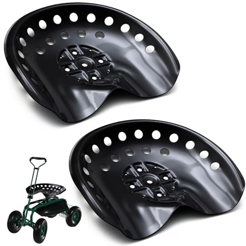 Image of MorningRo 2 Pcs Metal Tractor Seat Vintage Tractor Seat for Lawnmower, Forklift, Farm, Home or Bar Stool (Black)