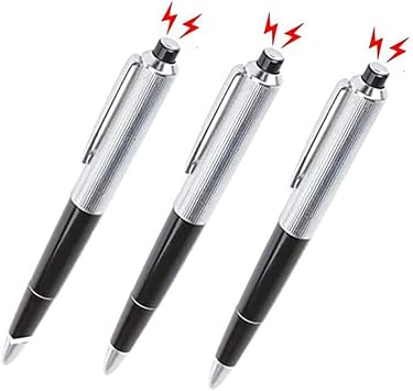 Cooplay 3pcs Shocking Adult Prank Prop Joke to Friends Electric Shock Pen Shape Trick Gag Gadget Funny for Fools Day Halloween