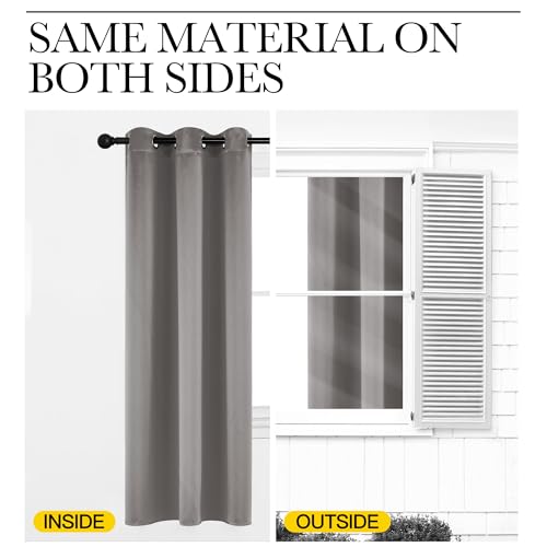 Image of NICETOWN Room Darkening Cafe Satin Curtains for Small Windows, 42 inch Wide by 84 inch Long, 2 Panels, Chrome Gray, Grommet Privacy Blackout Drapes for Play Room