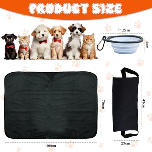 YBCCBY Hundedecke Faltbare Haustier Decke Camping Doppelseitige Hundematte Wasserdicht Hund Katze Mat rutschfest Hundepolster Hundebett mit Tragetasche Reisedecke für Haustier (100 * 70cm)