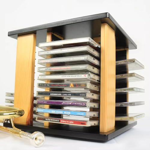 Scaffale porta CD rotante a 48 scomparti, salvaspazio, per cucina, bagno e piano di lavoro, elegante supporto per CD per gli amanti della musica