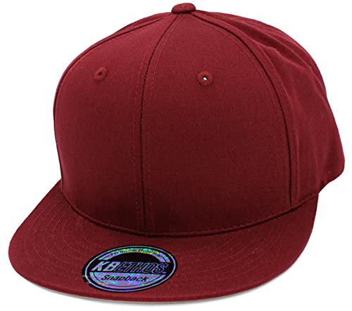 Image of KBETHOS Classic Snapback Hat Blank Cap Underbrim Cotton Wool Blend Flat Visor Adjustable Unisex