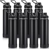 Umigy 8 Pcs 24oz Stainless Steel Water Bottle with Spout Lid Double Wall Vacuum Tumbler Cup with Han
