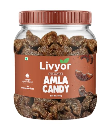 Image of Livyor Dried Chatpata Amla Candy for eating | Dried and Spicy - 400g | Indian Dry Gooseberry Avla | Mouth freshner | No preservatives | | Amla Candy Chatpata | Pack of 1