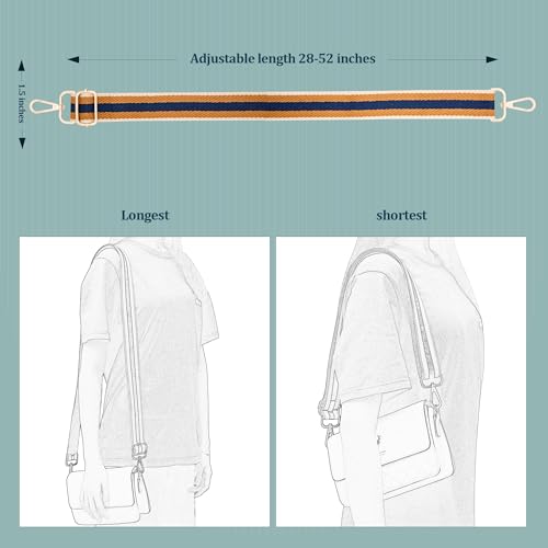 Image of chushui Woven Stripe Purse Straps,Replacement Crossbody Wide Shoulder Adjustable Strap for Bag Handbags,Blue and Brown and Khaki