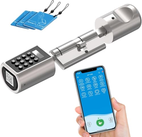 RUILON Serratura elettronica intelligente, Wifi/Password/Scheda RFID/Bluetooth/APP Serratura della porta, Serrature per porte regolabili per spessori della porta 50-100mm