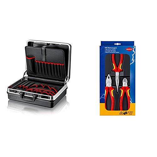 KNIPEX 00 21 05 LE Werkzeugkoffer "Basic" leer & 00 20 12 Elektro-Paket