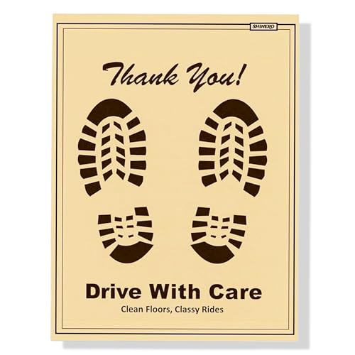 Image of Disposable car Floor Paper Mats (Pack of 200) | Disposable Thank You Foot Paper Sheets (17x23 Inch) - Oil & Dirt Resistant Protection Leg Paper mats for Detailing & Car Wash
