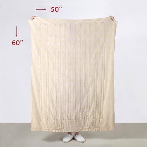 Image of Sunbeam Royal Mink Sherpa Champagne Lattice Heated Personal Throw / Blanket, Cozy-Warm, Adjustable Heat Settings