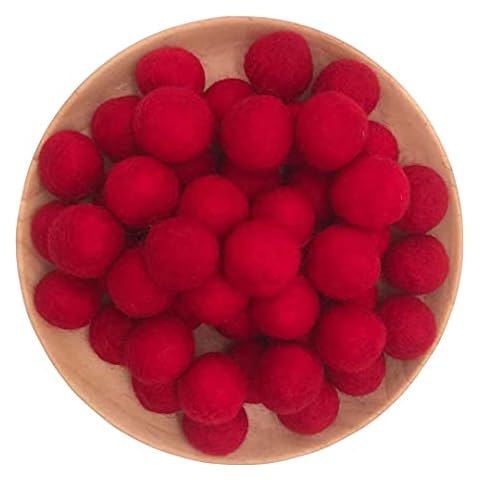 Felt Wool Beads Balls Pom Pom Handmade DIY for Craft Dream Catcher Baby Moile Pompom Home Decor Nursery Party Props (Red 20mm 30pcs) Cover