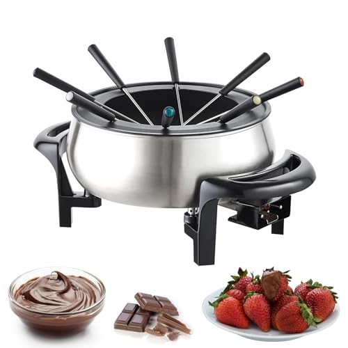Happybuy 3 - Quart Fondue Set - Stainless Steel, 8 Forks, for Meals & Desserts