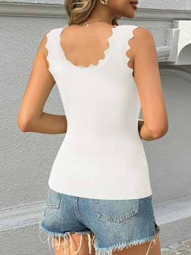 Image of Saodimallsu Womens Ribbed Knit Tank Top Summer Sleeveless Square Neck Casual Basic Slimming Sweater Vest Tops
