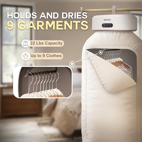 MOJOCO Portable Clothes Dryer - Mini/Compact Dryer for Apartment, RV, Travel - Small Quiet Fast-Drying Machine with Adjustable Timer & Hassle-Free Setup - Image 7