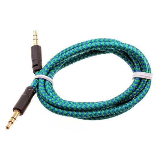 Cable Auxiliar 3.5mm Trenzado Verde 1 Metro miniatura 1