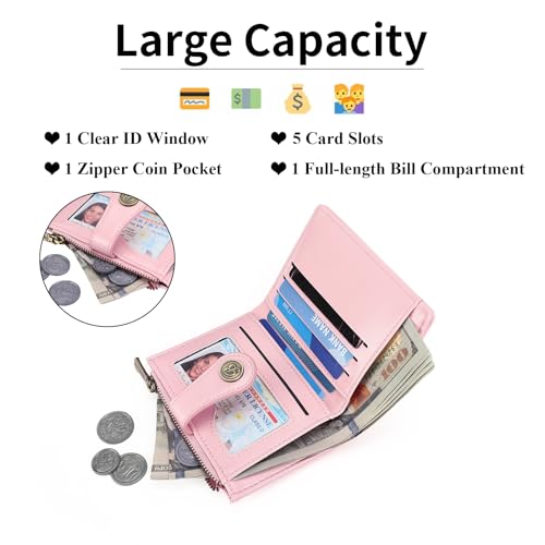 Image of Small Wallet for Women Bifold Credit Card Holder Compact Women Wallet with Zipper Coin Pocket