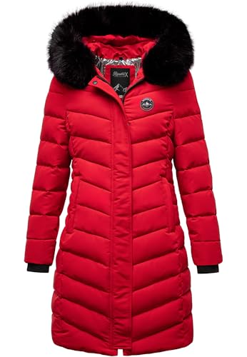 REPUBLIX Damen Gefütterte Dicke Winter Jacke Mantel Parka mit Kapuze RJ-8016 Rot L