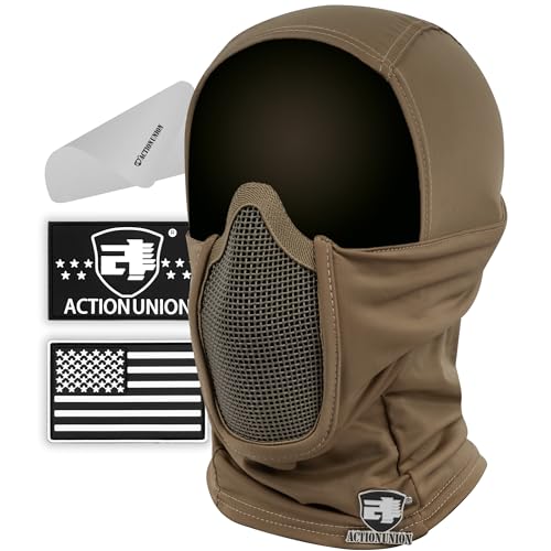 ACTIONUNION Tactical Airsoft Balaclava Mesh Mask Set (Tan)