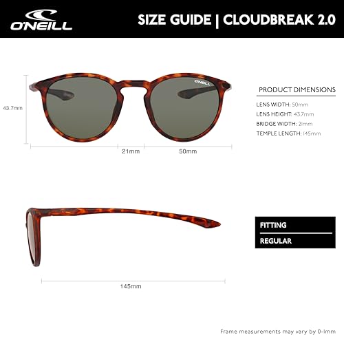 Image of O'NEILL CLOUDBREAK 2.0 Retro Round Polarized Sunglasses for Men and Women, UV400 Protection, 50 mm