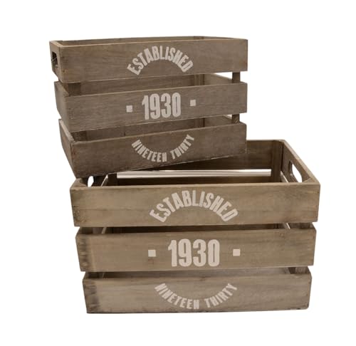 BURI Lot de 2 caisses décoratives en bois - Style vintage - Aspect usé