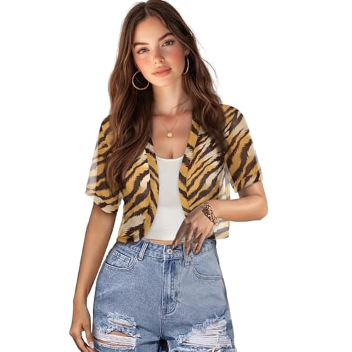 Image of Women's Shrug Short Sleeve Bolero Open Front Knit Party Tulle Cardigan Cropped Cardigan Shoulder Cover Up