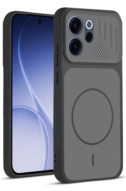 Mr. Case Back Cover for Oppo Reno 15C 5G | Ring Design Protective Case with Camera Cut Protection | Anti Slip Grip | Shockproof Mobile Cover - Black-image-27