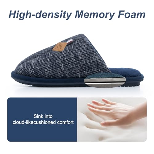 Image of GOEWY Mens Two-Tone House Slippers with Memory Foam Cozy Warm Slip On House Shoes for Indoor Outdoor Gifts for Men Him Dad