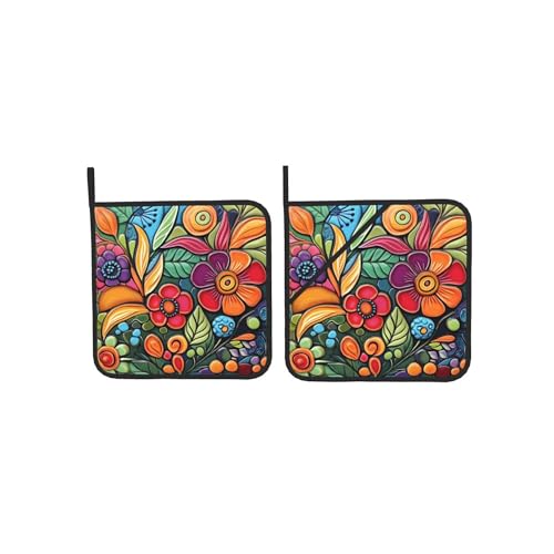 Soportes para ollas con forro de algodón de alta calidad y diseño floral 8