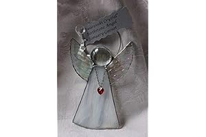 Celestial January Angel Wings Stained Glass Garden Decor with Birthstone Memorial Window
