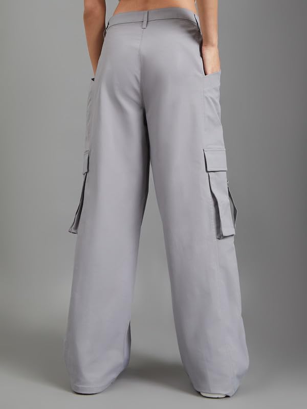 Image of GO COLORS Mostlysane Collection Polyester Cargo Pant for Women | Lightweight, Mid Rise, 4 Pockets