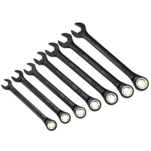 STARWORK True Mechanic™ 7Pc. 120T SAE&Metric Ratcheting Wrench Set, Professional, with Roll-Up Pouch Bag, Black, 7 PC 120T - Image 3