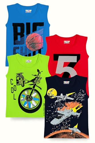 Image of Kuchipoo Boys Sleeveless Regular Fit Cotton T-Shirt