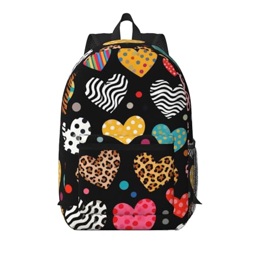 Zelinge Mochila de viaje para laptop, viajes, trabajo, negocios, bolso, Puntos Rayas Leopardo Corazones Os, Talla única, Mochilas de viaje