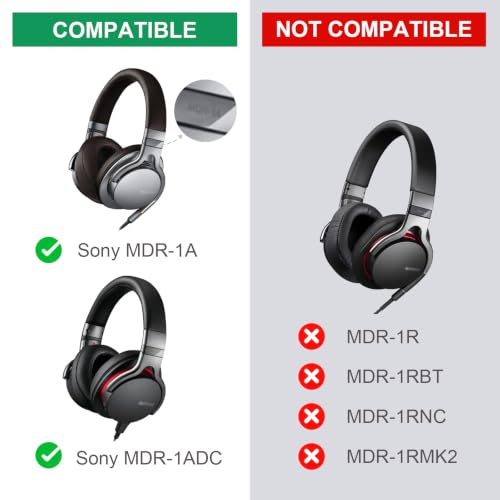 Almohadillas de repuesto para auriculares Sony MDR-1A / MDR-1ADAC - Negro | Compatible con Sony MDR-1A, MDR-1ADAC y MDR1A, cuero proteico premium y espuma viscoelástica, ajuste cómodo y fácil instalación miniatura 2