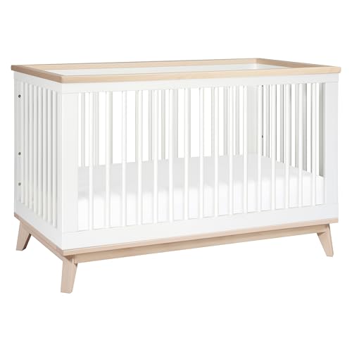 Babyletto Scoot 3-in-1 Baby Crib Convertible to Wooden Toddler Bed, Daybed - GREENGUARD Gold Certified - Easy Assembly, Made of 100% Solid Wood - Includes Toddler Conversion Kit - White/Washed Natural